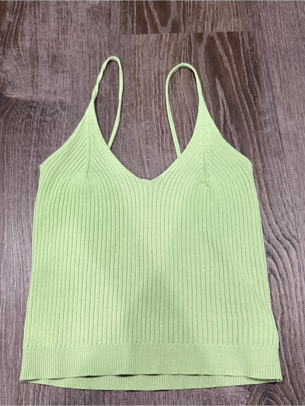 Lime Green Knit Cropped Tank Top